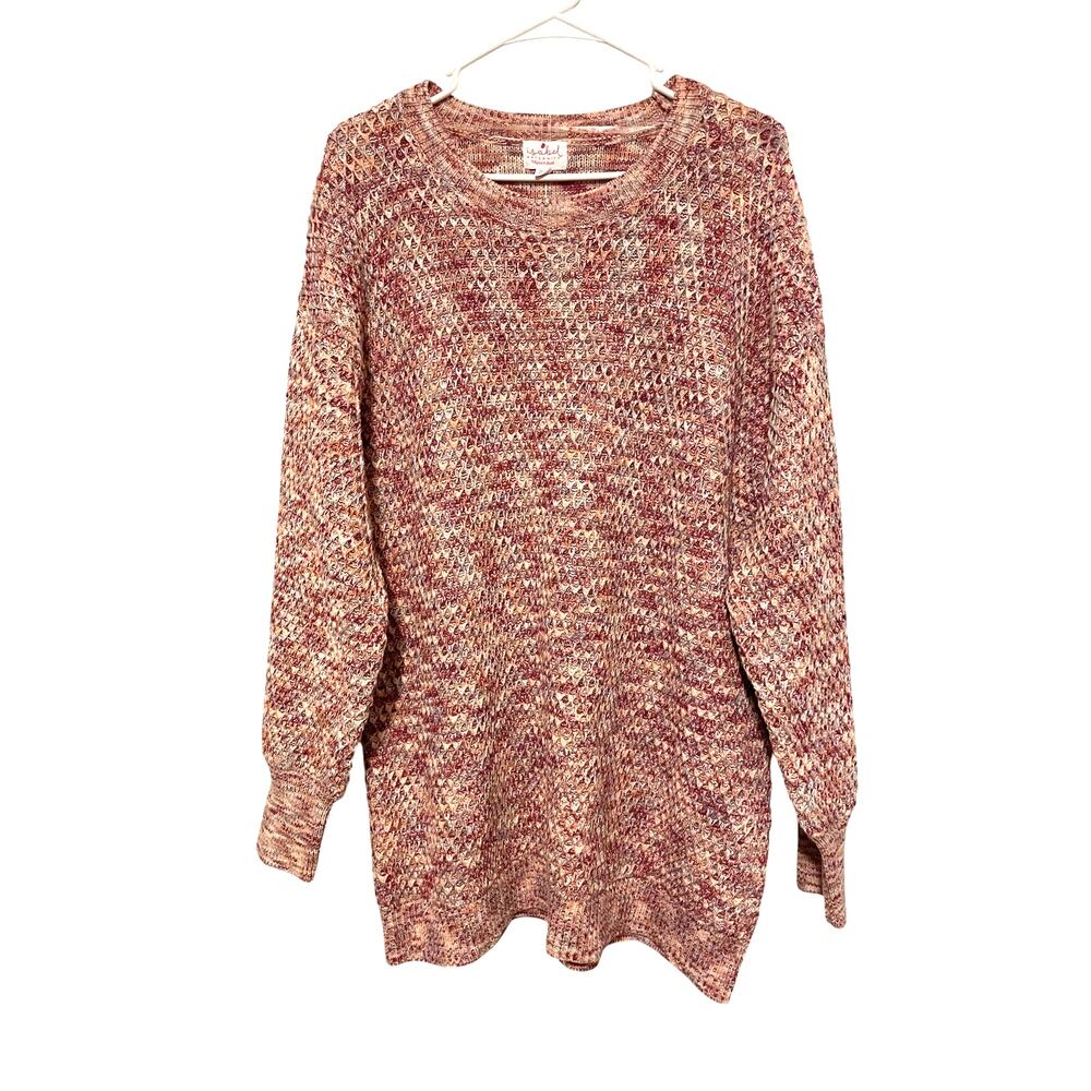 Isabel Maternity Pink Gray Pullover Sweater Waffle Casual Cotton Blend Warm XXL